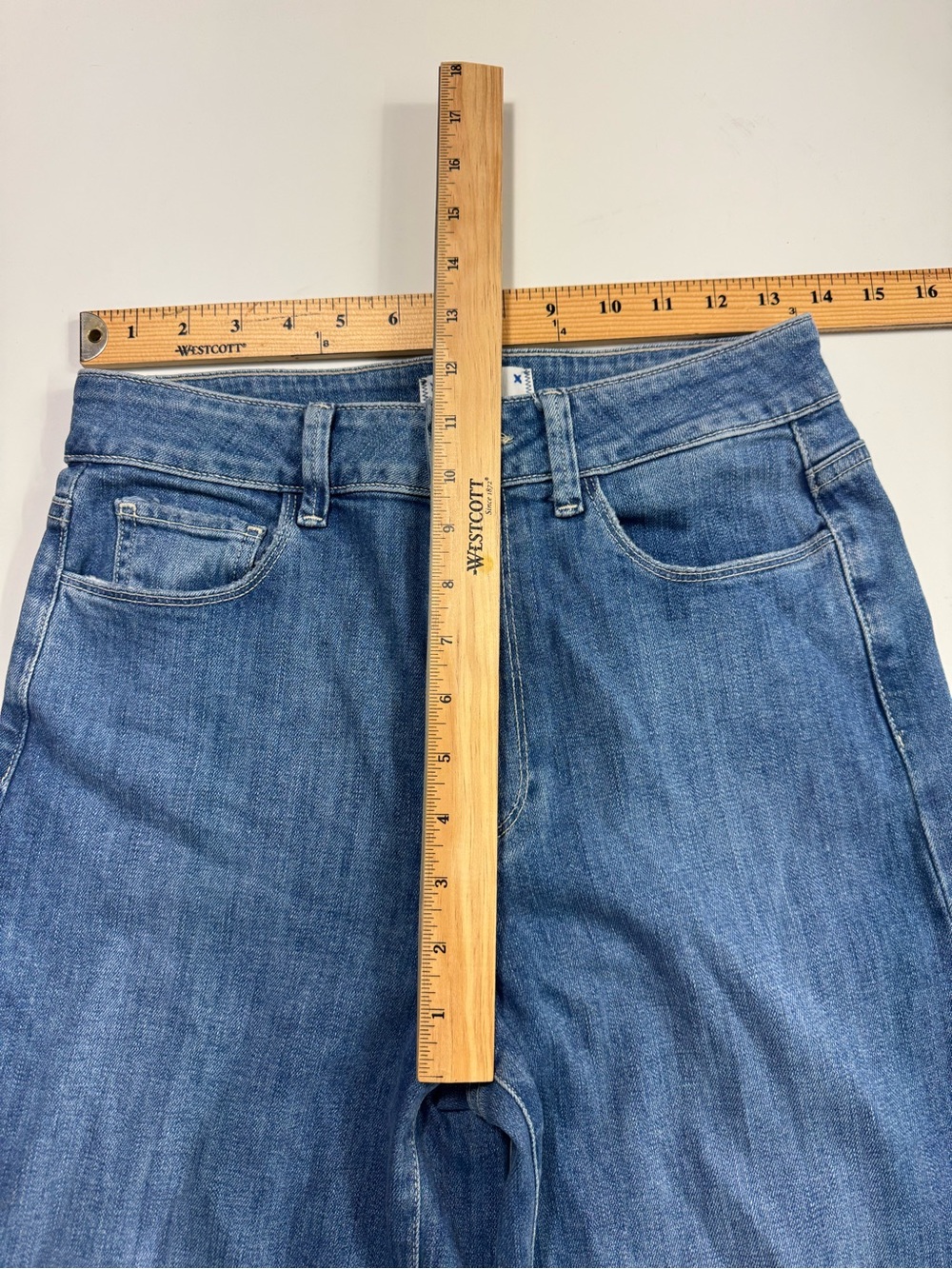 Paige Genesee Modest Wide Leg Jeans Women Size 27 Medium Wash High Rise - Picture 14 of 15
